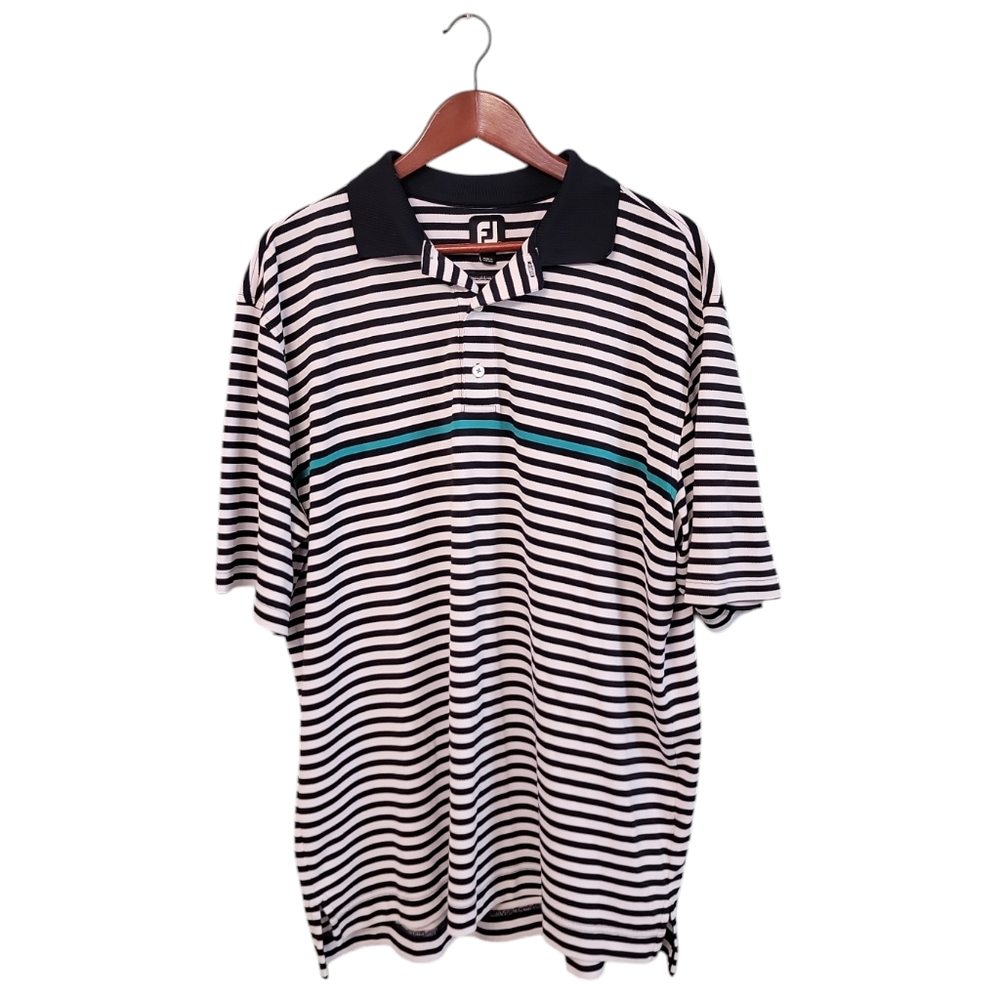Footjoy Golf Polo Stripe Embroidered Logo‎ Mens Athletic Size XL